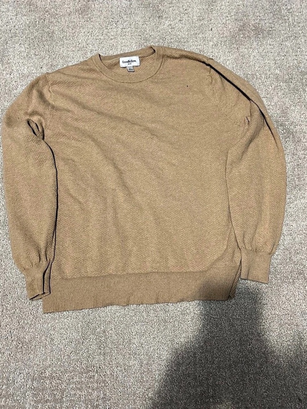 Goodfellow & Co Men's Long Sleeve Cotton Textured Crewneck Pullover Sweater